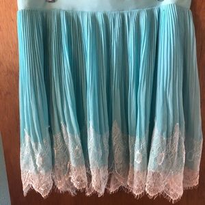 Torrid Blue Chiffon Pleated skirt with lace
